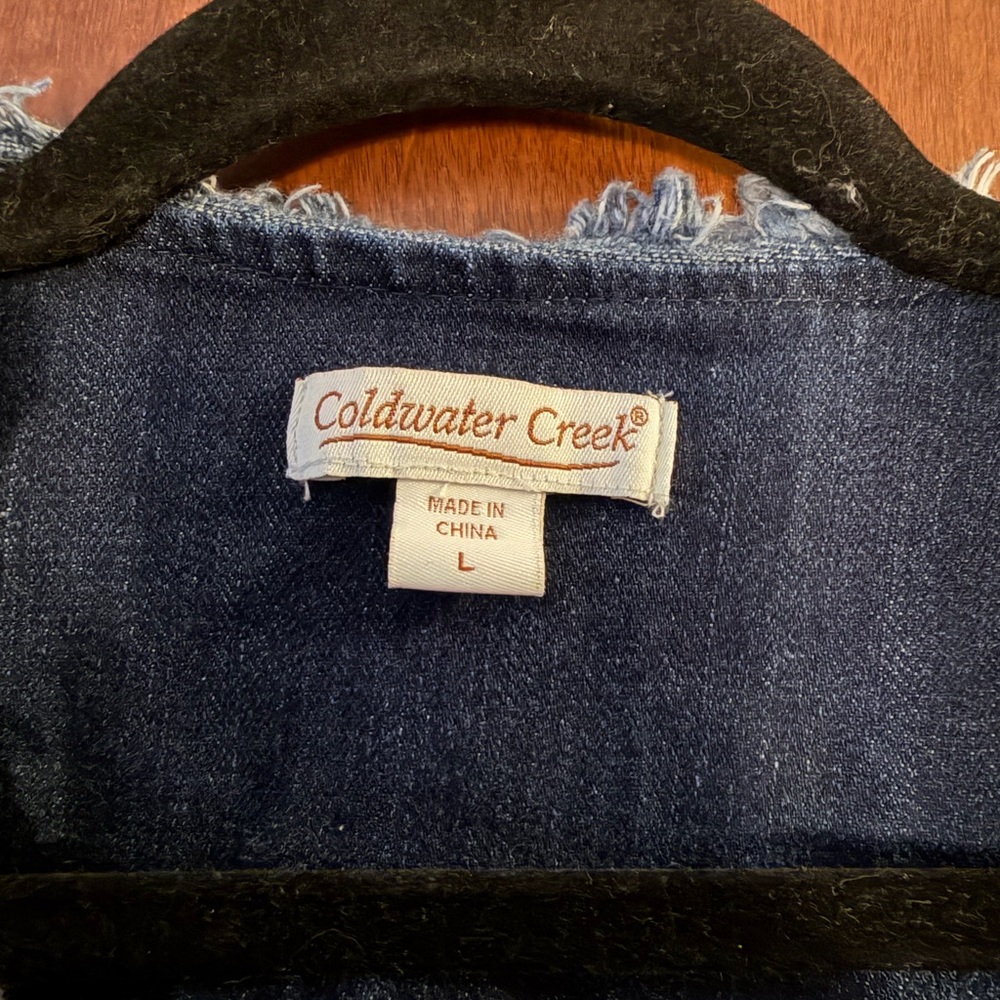 Coldwater Creek Dark Blue Frayed Denim Jacket - Picture 2 of 5